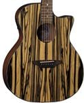 Luna Gypsy Exotic Acoustic Electric Guitar Black White Ebony Body Angled View